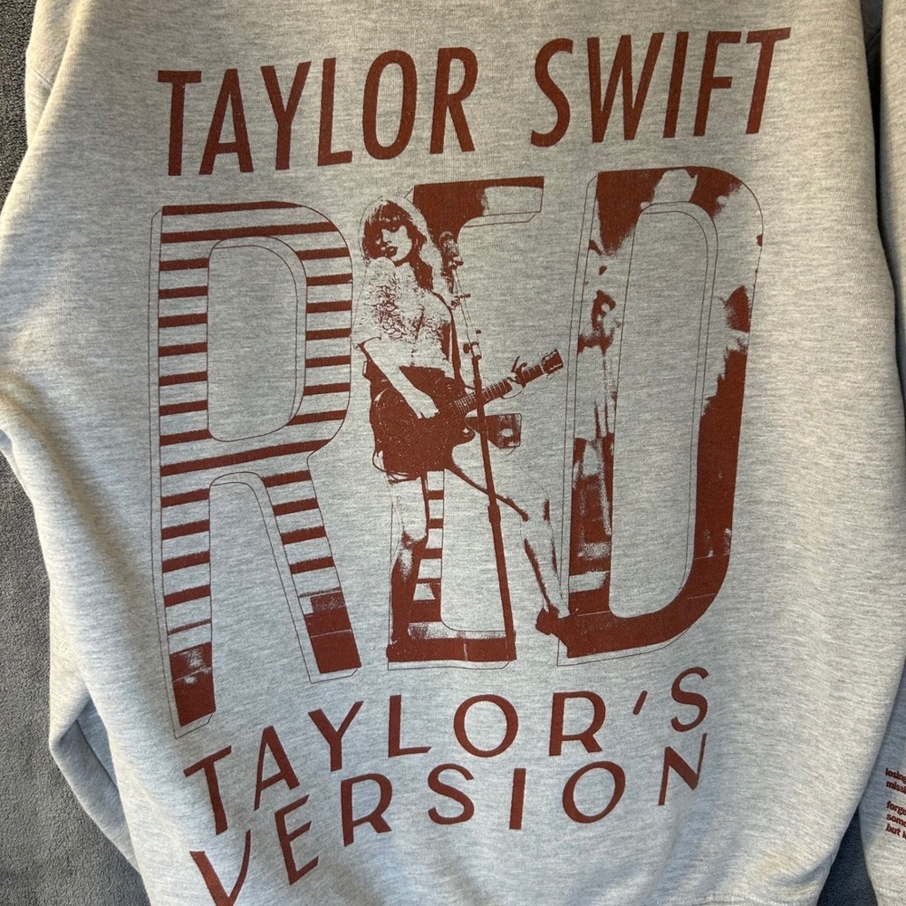 Taylor Swift Red Taylors Version Womens Hoodie Gray Loving Him Was Red Lyrics